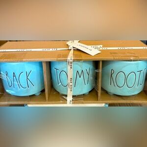 Rae Dunn Blue Ceramic Planter Set
